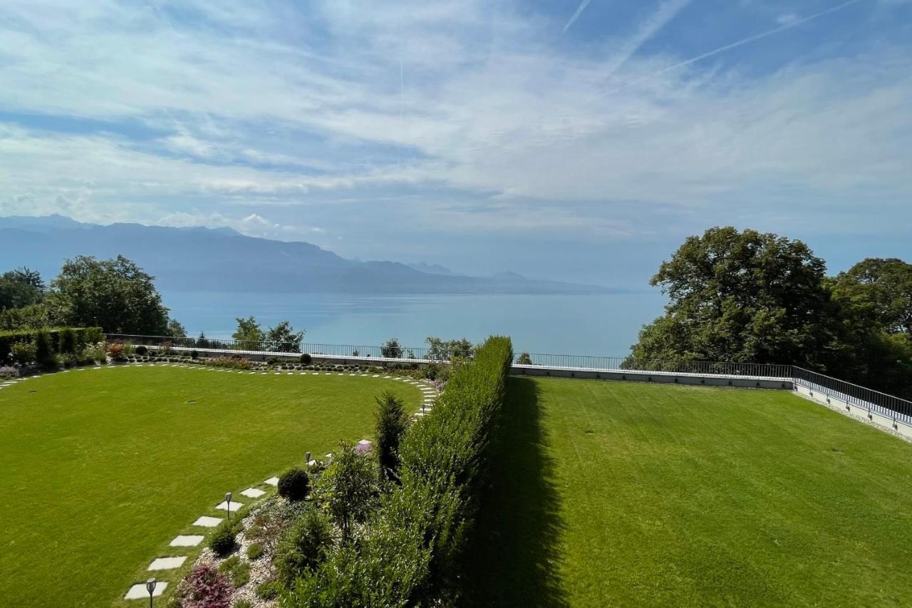 Les Terrasses De Lavaux 1 - Appartement De Luxe Avec Vue Panoramique Et Piscine Puidoux Exterior foto